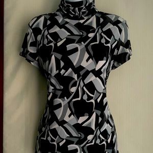 Alfani short sleeve top with low slightly ruffled turtle neck